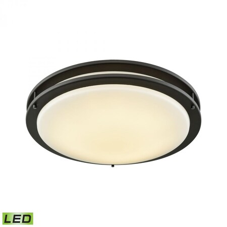 Thomas Clarion 18-inch LED Flush Mount in Oil Rubbed Bronze with a White Glas CL782031